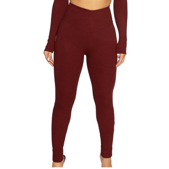 Naked Wardrobe Wine 🍷 snatched down leggings XS - Picture 2 of 2